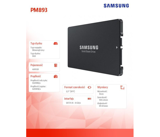 Samsung PM893 480GB MZ7L3480HCHQ-00W07 - 1373283 - zdjęcie 2